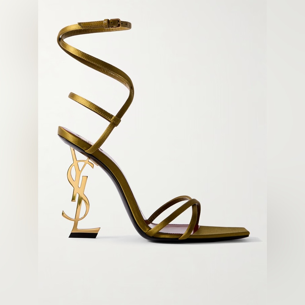 Saint Laurent OPYUM SANDALS IN SATIN CREPE CUBA GOLD size 9